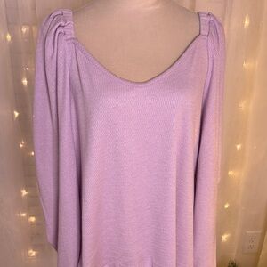 a.n.a Light Purple Gathered Shoulder Blouse